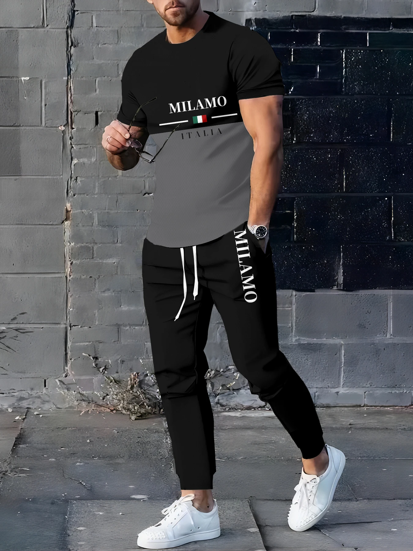 

2026 Summer Men's Suit with Letter Print Breathable Lightweight Casual Fashionable Outdoor Men's Clothing
