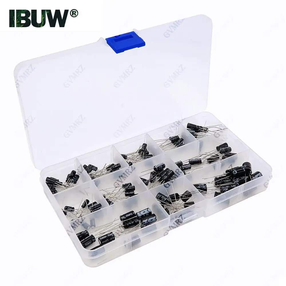

120PCS/lot 12values 1uF-470uF Aluminum Electrolytic Capacitor Assortment Kit 16V-50V electrolytic capacitors assortment box set