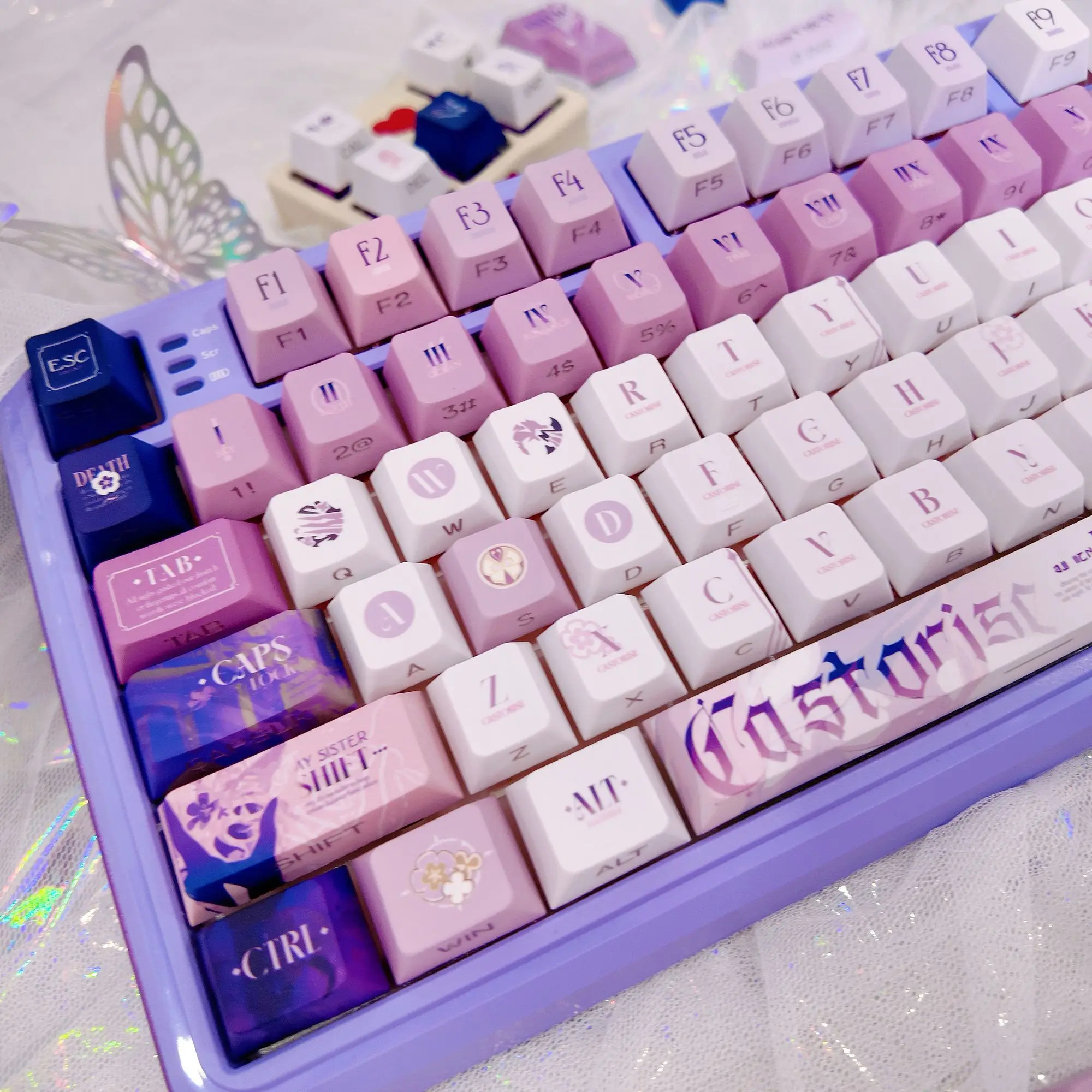 Star Rail Theme Castorice Keycaps Two Dimensional 120 Keys Game Original PBT Five-Sided Sublimation Mechanical Keyboard Keycaps