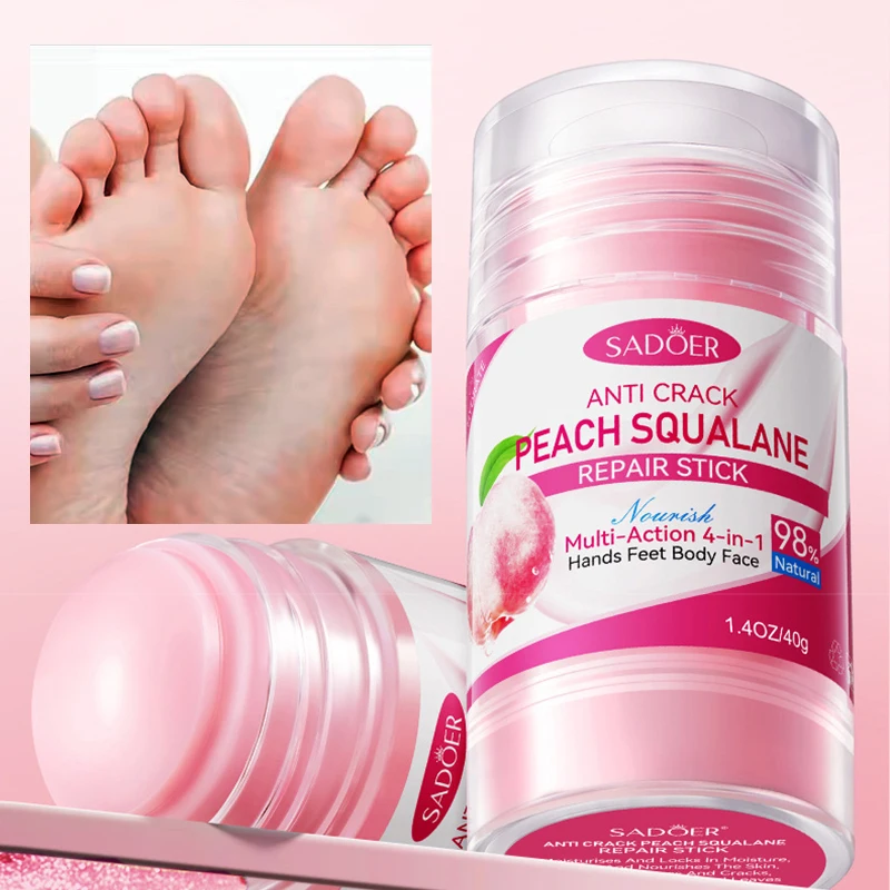 

Foot Cream Peach Essence Soften Heel Moisturizing Nourish Heel Stick Hand Feet Care for Dryness Heel Cream