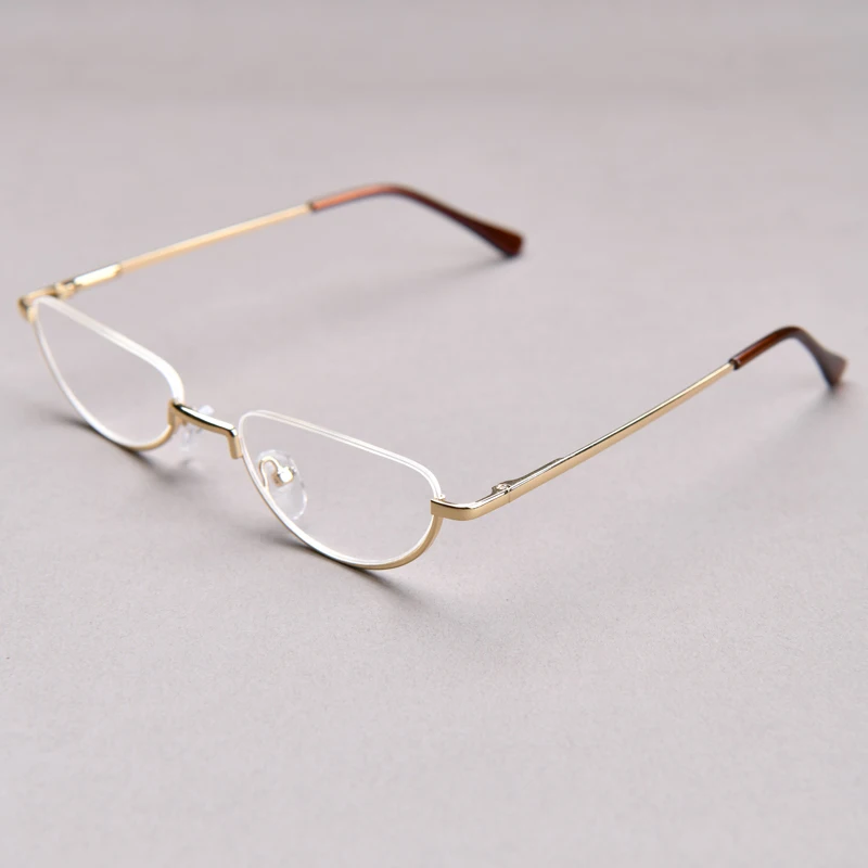 Halbrahmen-Lesebrille für Herren, hochwertige runde Legierung, Lupen, Brillenrezept, 0 bis +4, klare schmale Brille für Damen – Detail 3