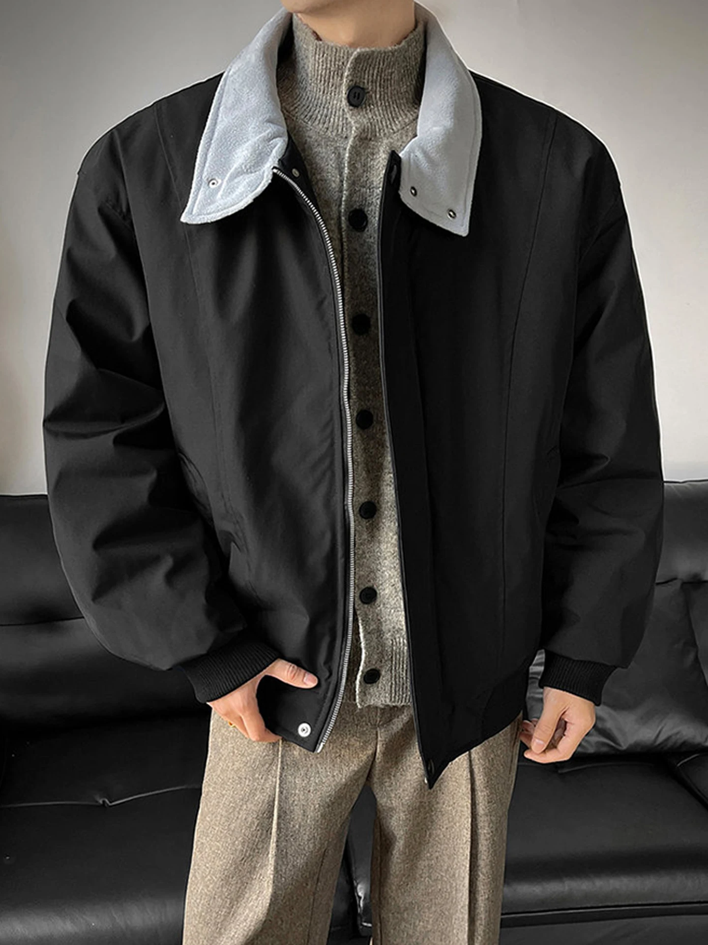 

Мужская зимняя теплая хлопковая куртка American Barn в стиле ретро с отложным воротником, свободного кроя, ветрозащитная, повседневная