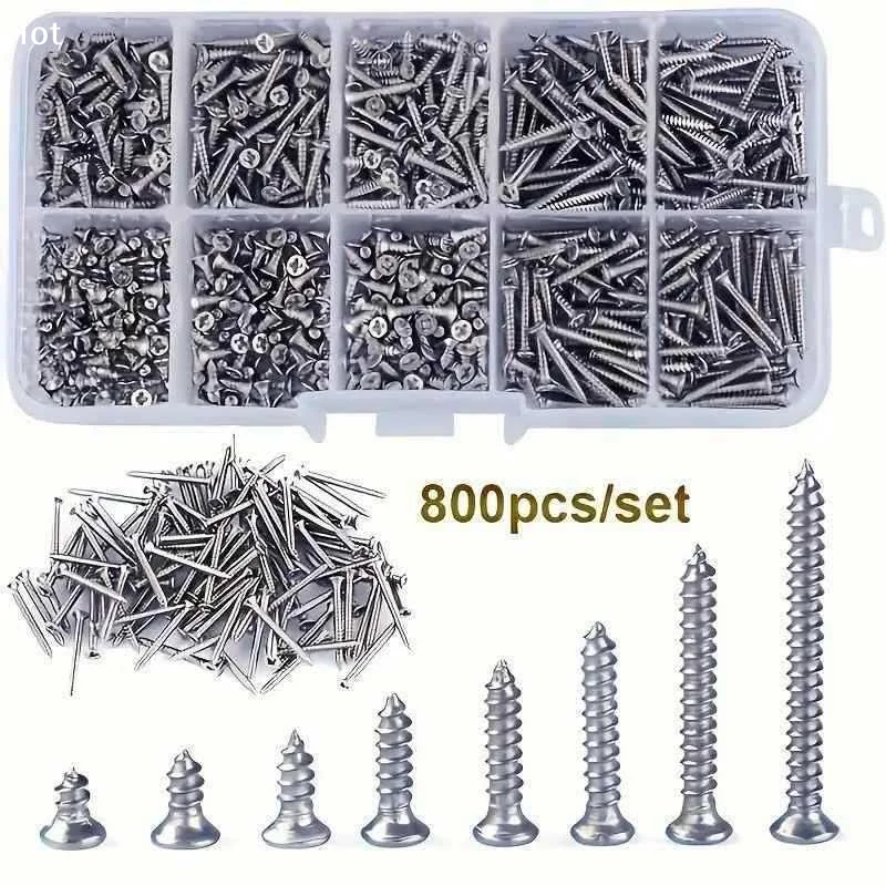 800pcs Self Tapping Wood Screws Set, M2 Flat Head Sheet MetalScrew, Self Tapping Screws Assortment KitFurnishing world