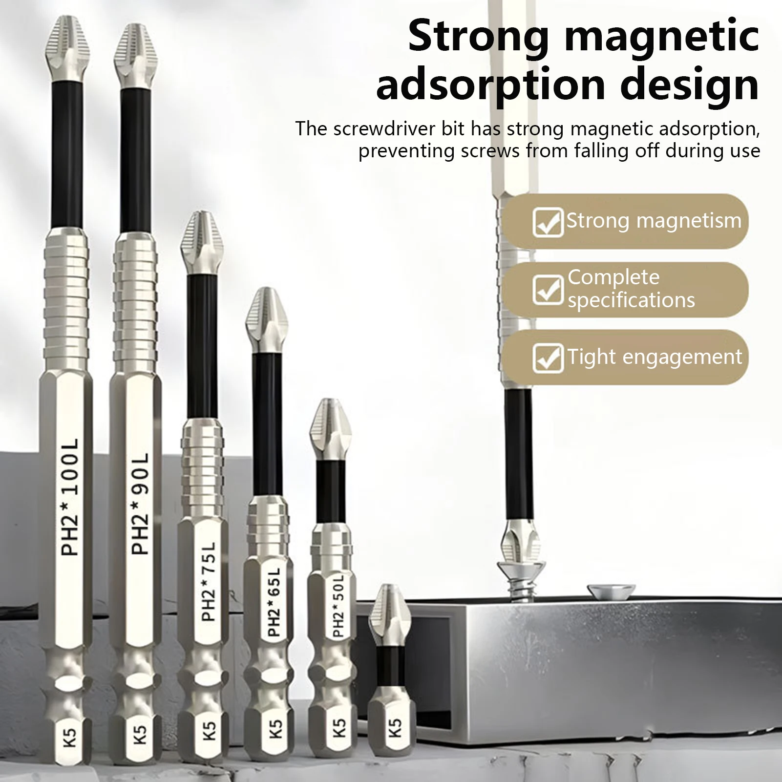 5/6/9pcs Drill Bit Set High Hardness Magnetic Cross Screwdriver Head Anti Slip Impact Resistant Phillips Screwdriver Bit Kit
