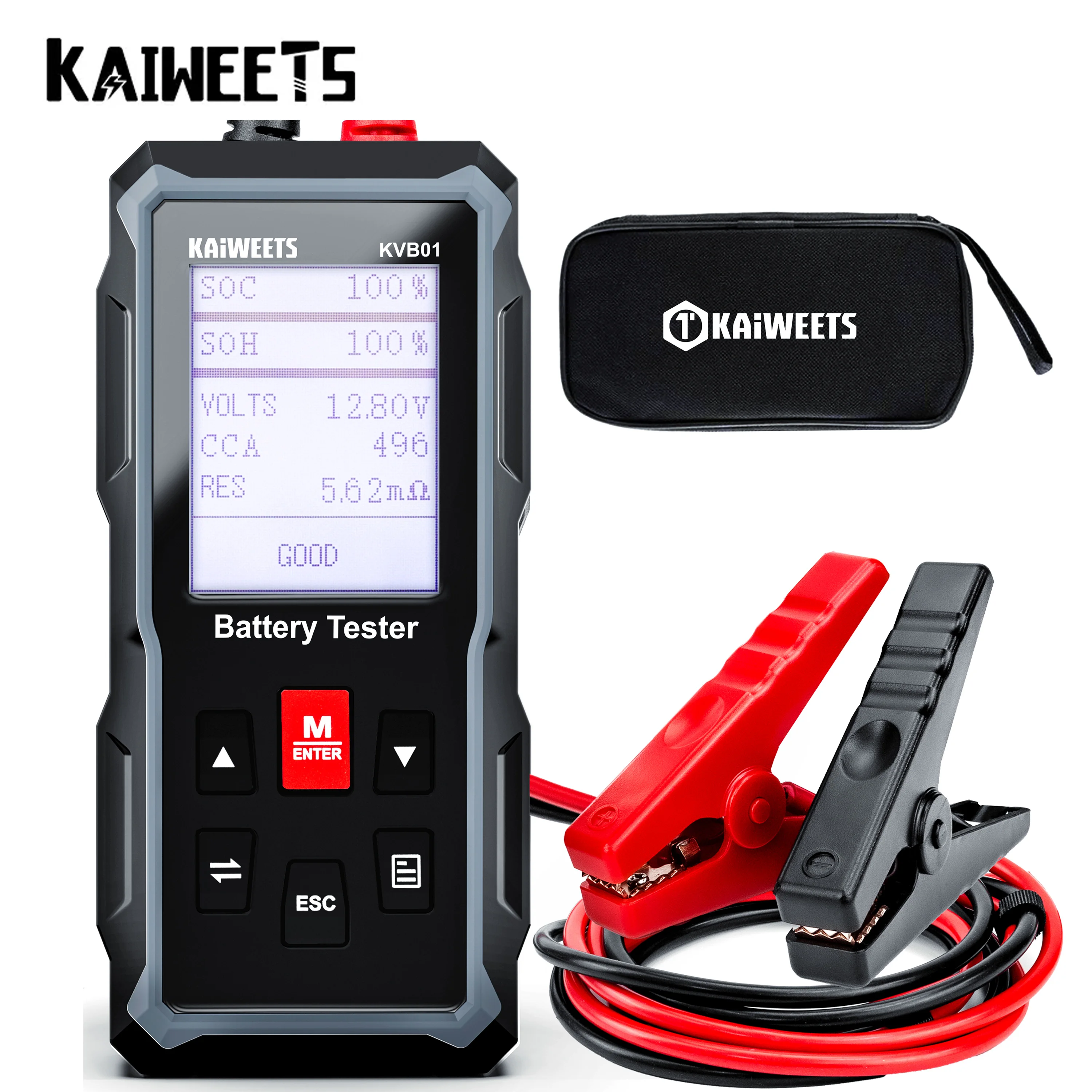 

Car Battery Tester 12V/24V Automotive Cranking Test Diagnostic Tools 100-2000 CCA Voltage KAIWEETS KVB01 Tester Battery Analyzer