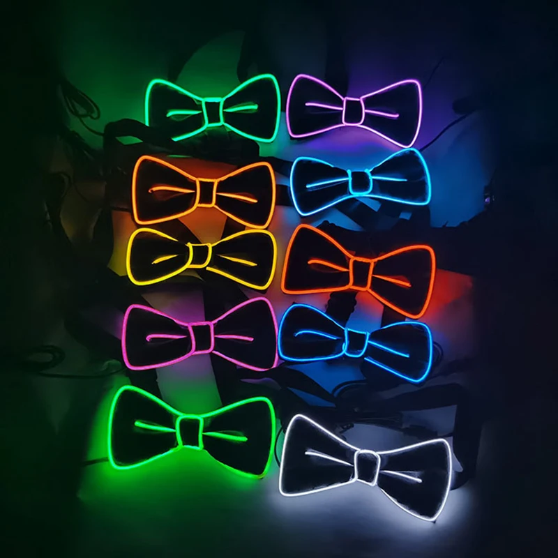 Led Bow Tie Glasses Neon Party Flashing Eyewear EL Wire Glowing Gafas Luminous Bril Novelty Gift Glow Sunglasses Bright Light