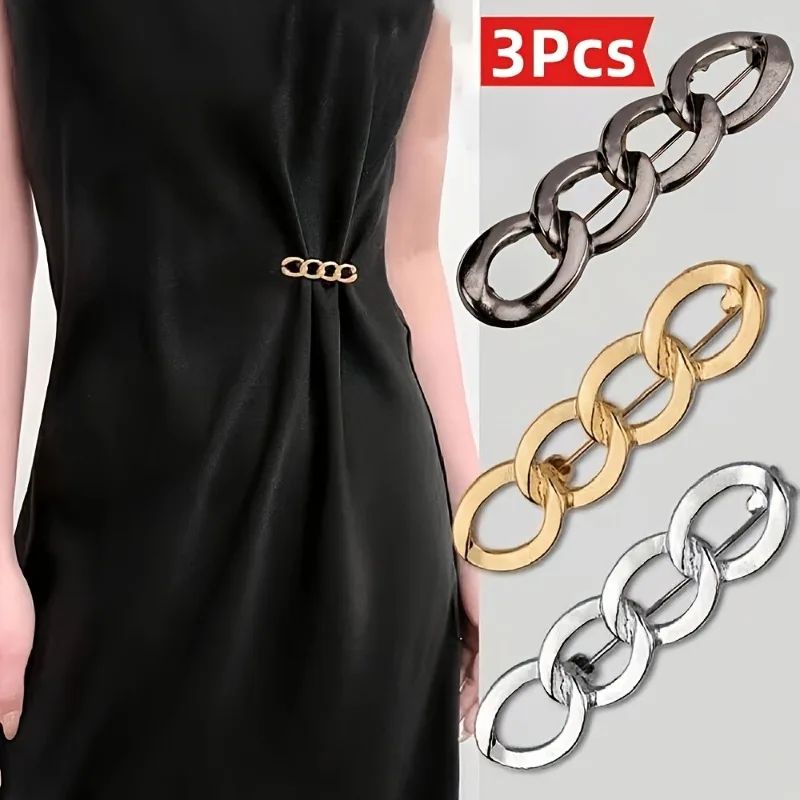 3 PCS Adjustable Alloy Waist Tightening Buckles, Suitable for Jeans, Dresses, Anti Exposure Jackets Cuff Tightening Accessories