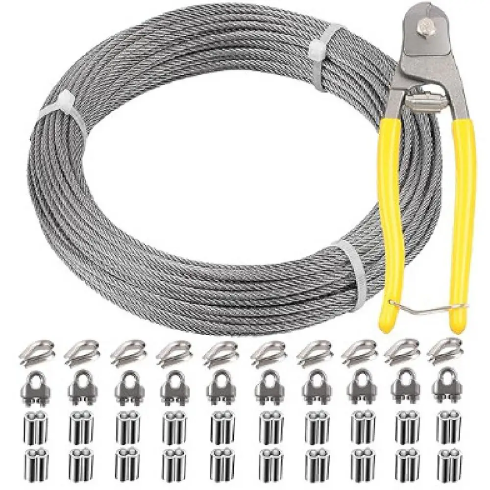 304 Stainless Steel Cable Wire Rope With Crimping Sleeves Thimbles Flexible Lifting Hoisting Rigging Equipment