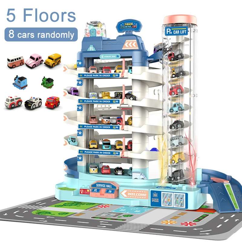 Pista elettrica Parcheggio Auto Giocattolo Edificio Treno da corsa Pista Giocattolo per bambini Regali Avventura meccanica Gioco da tavolo per cervello