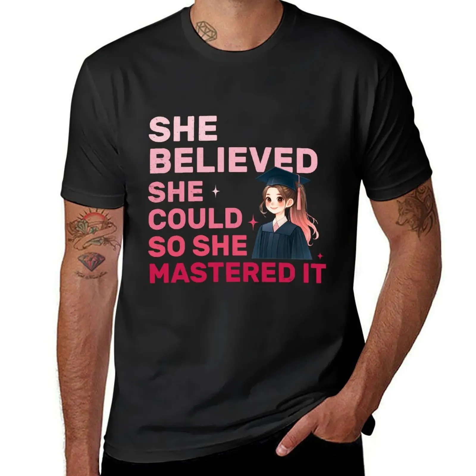 She Believed She Could So She Mastered It Graduation Girl T-Shirt tees customizeds T-shirt men