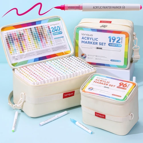 Imagen 2 del producto Rotuladores de pintura acrílica con control automático de tinta, estilos de bolsos (con base de almacenamiento), caja de almacenamiento en capas, bolígrafos de pintura acrílica con punta de pincel