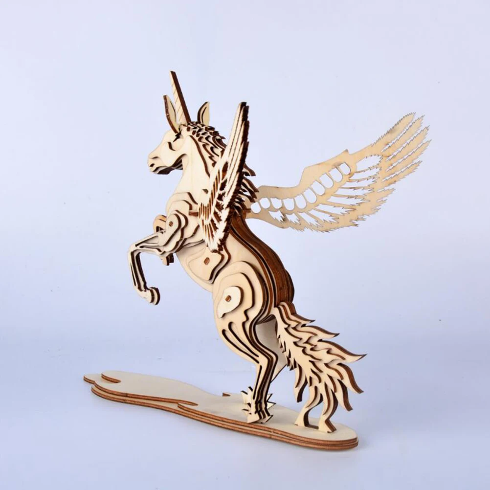 

Unicorn Puzzle Wooden Puzzles Toys 3d Educational Three-dimensional DIY Children for Kids