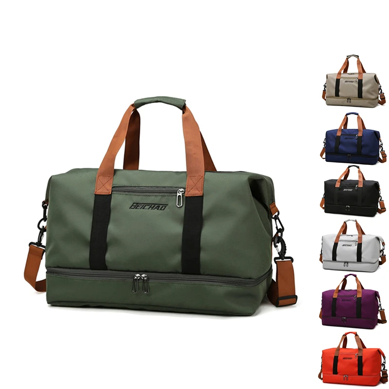 Bolsa de viaje para hombre y mujer, equipaje de mano de gran capacidad, separación en seco y húmedo, bolsa deportiva para Fitness, paquete de viaje de corta distancia