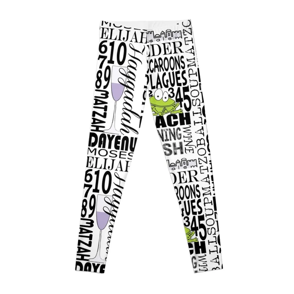 Passover Seder Words Design Leggings flared Pants sport Womens Leggings