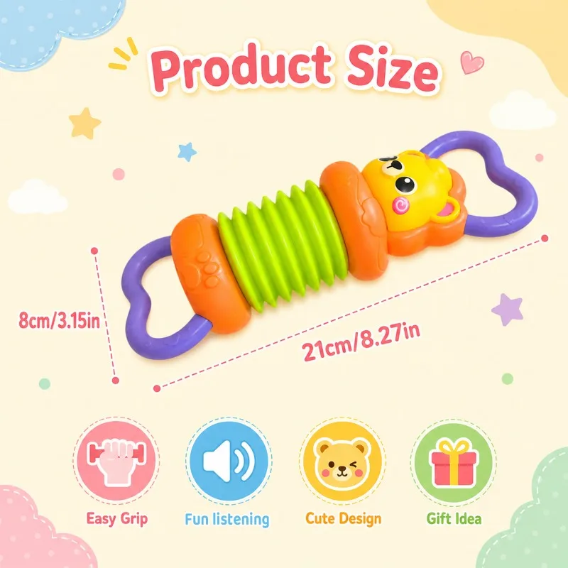 Infant Baby Musical Toy Cute Lion, Hand Grab Training, Halloween Christmas Gift, Manual Telescopic Accordion Random Color