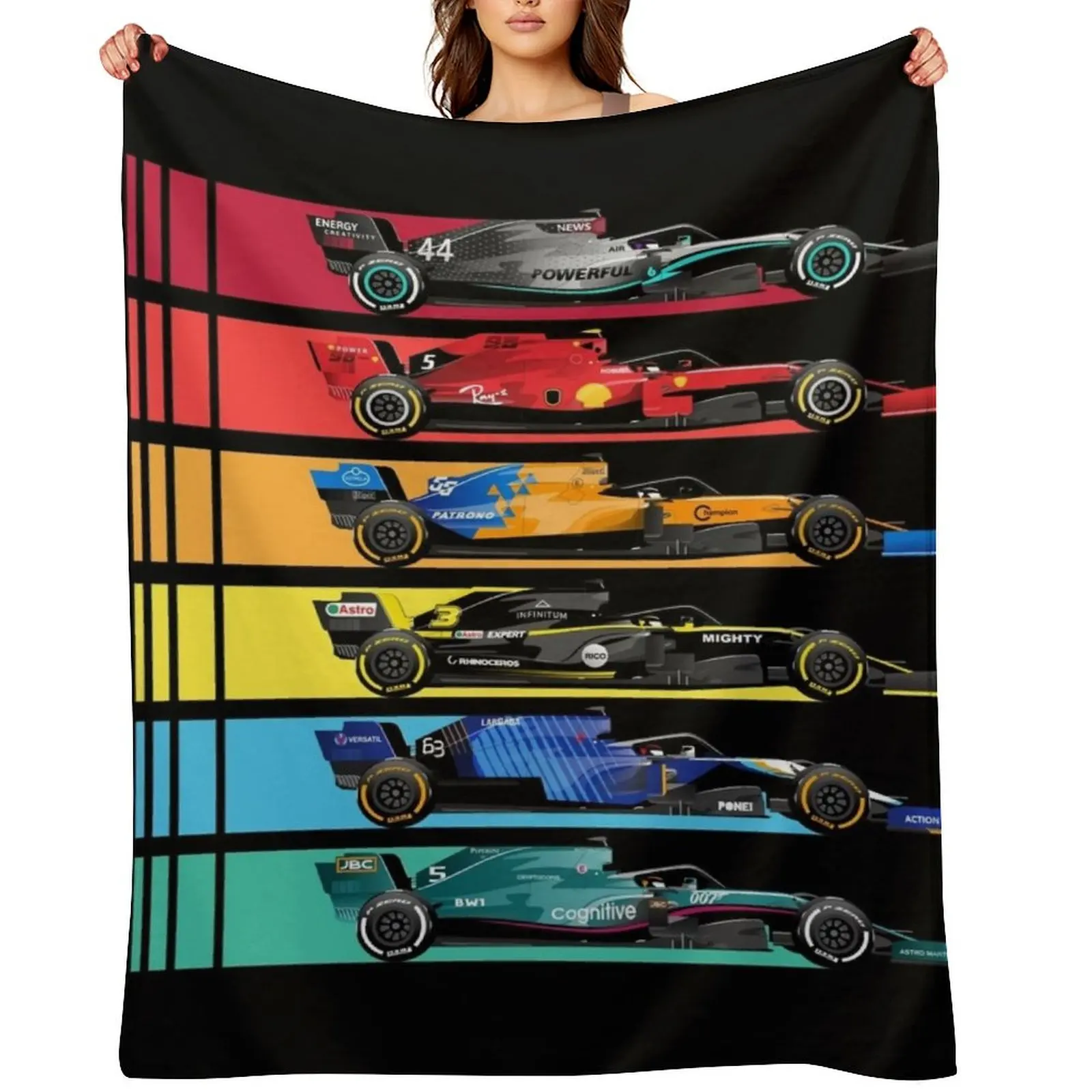Formula Racing Cars 2023 Throw Blanket Flannel Fabric Bed linens Giant Sofa Softest Blankets