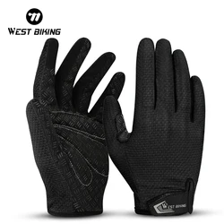 WEST BIKING Sports Cycling Gloves Men Women Shockproof Mountain Road Bike Gloves Touch Screen Outdoor Bicycle Full Finger Gloves