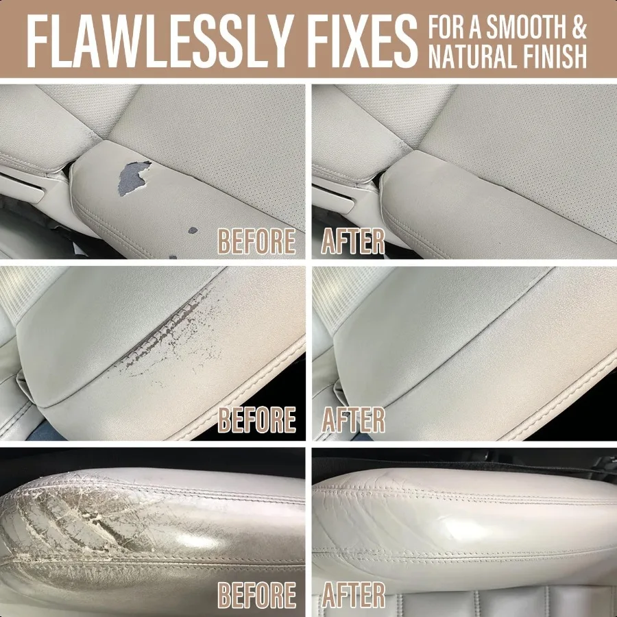 طقم تصليح الجلود الكريمية للأثاث لمقاعد السيارة الأريكة قارب أريكة سترة ومحفظة إصلاح الخدش والتمزق على الاصطناعي فو G