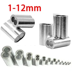 10szt 1-12mm Aluminiowa tuleja zaciskowa do kabli z podwójnym otworem do zaciskania kabli