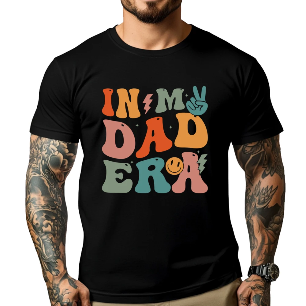 

In My Dad Era Groovy Papa Daddy Fathers Day For Men Clothing Men's Cotton T-Shirt