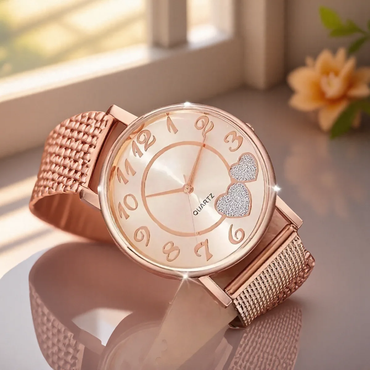 

KISMIS женские повседневные кварцевые часы с круглым указателем, аналоговые наручные часы с блестящим сердцем, подарок на день Святого Валентина для нее