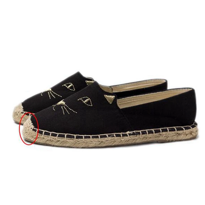 REAVE CAT cute ricama scarpe da donna mocassini Slip on scarpe espadrillas scarpe basse in tela di canapa chaussure