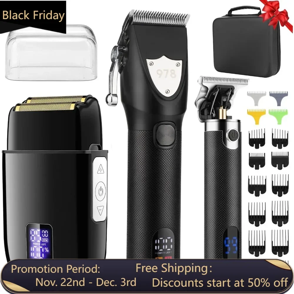 Hair Clippers for Men Professional, Cordless Beard Trimmer & Electric Shavers, Mens Hair Clippers and Trimmer Kit for with Case