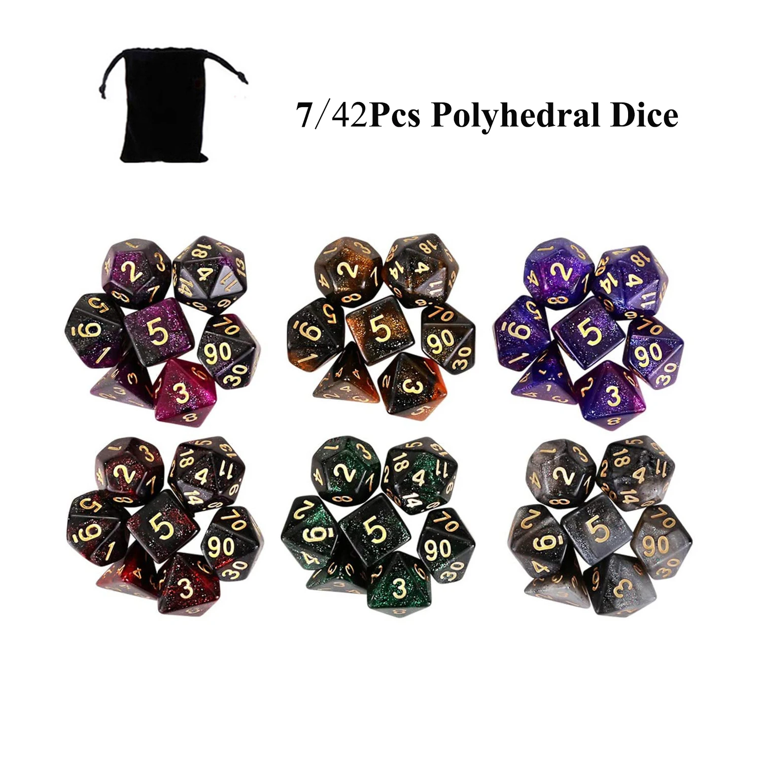 

7/42Pcs Polyhedral Dice Set Double-colors Acrylic Digital Dices RPG DND D20 D12 D10 D8 D6 D4 Role Playing Board Game Dice