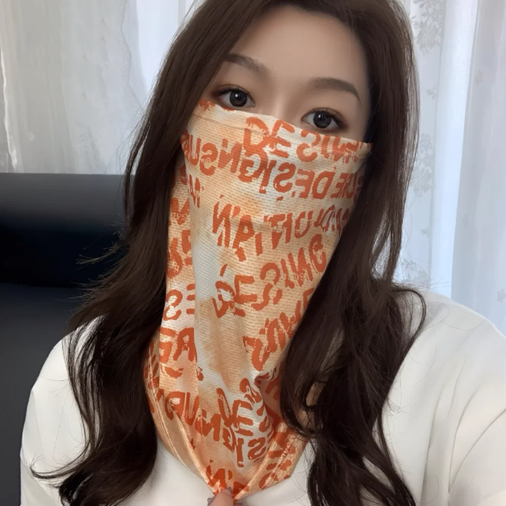 

English Graffiti Sunscreen Face Mask Shading Breathable Riding Mask Fashionable Personal Ice Silk Face Towel Outdoor