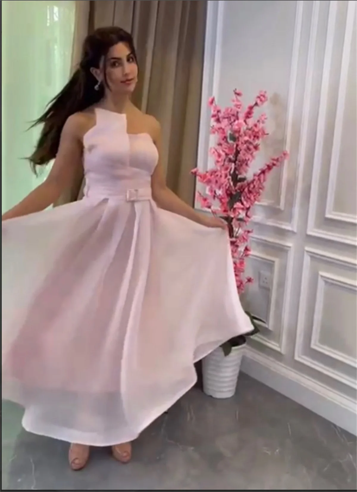 Mode Roze Chiffon Avondjurken Elegante Schoudervlinder Prom Jurken Hete Verkoop, Aangepaste Formele Gelegenheden فساتين لمناسبات