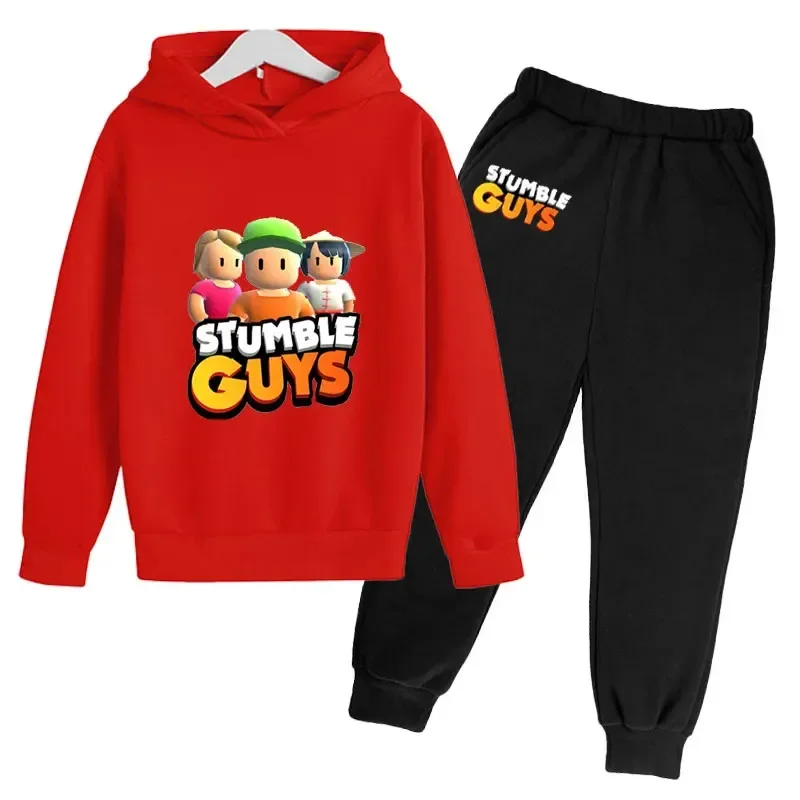 New Autumn Games Stumble Guys Tracuit Boy Cartoon Children's Clothing Hooded Stumbleguys For Baby Boys Outfits Sets