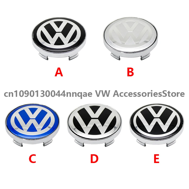 60mm Car Wheel Center Hub Cap Sticker Hub Sticker with Base for Volkswagen R-line R GTI Polo Golf Touareg Passat Magotan Bora CC