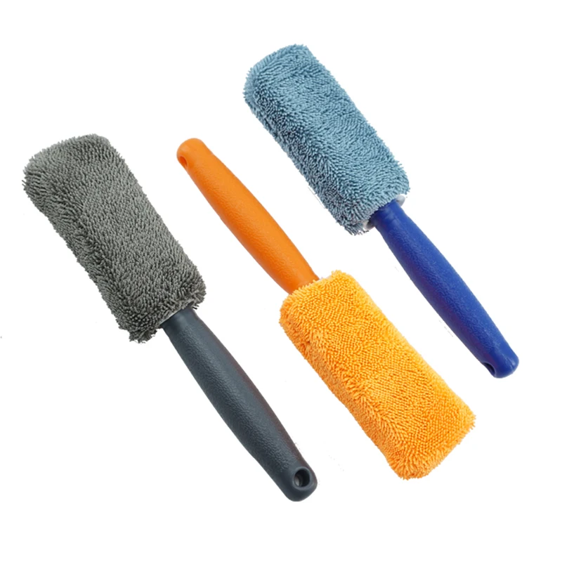 Car Wash Portable Microfiber Wheel Tire Rim Brush Car Wheel Wash Cleaning for Car with Plastic Handle Auto Washing Cleaner Tools