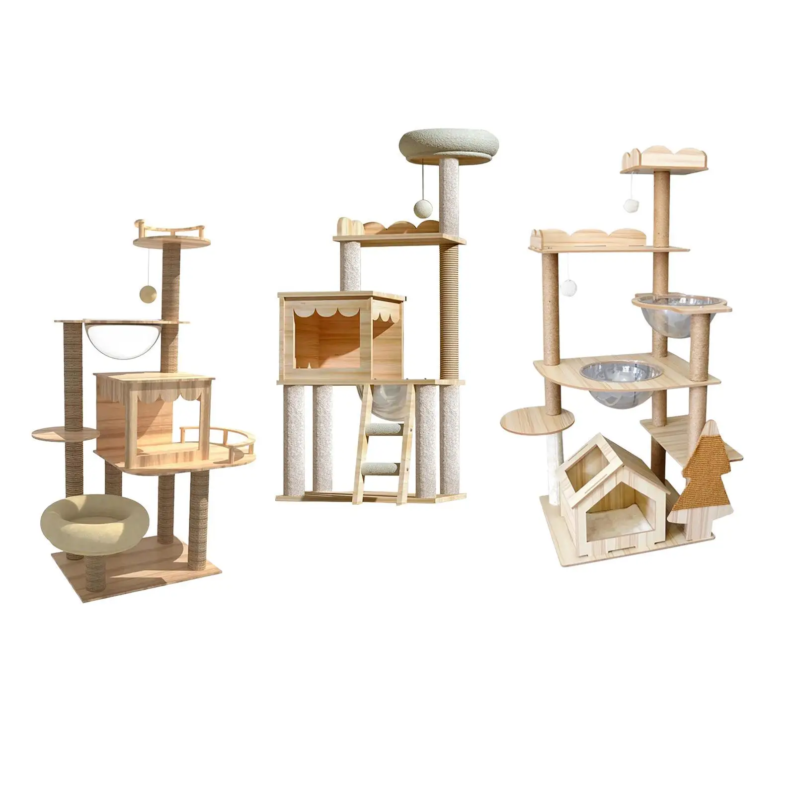 Multi-Tier Cat Climbing Structure with Interactive Features And Scratch Post