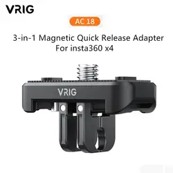 Magnetyczny adapter szybkiego uwalniania VRIG 3 w 1 do Insta360 X4 z mocowaniem DJI-AC Gopro 1/4