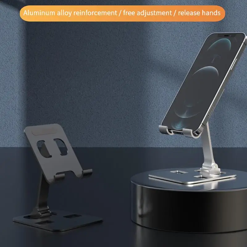 Folding Phone Stand For Desk Aluminum Adjustable Stand Aluminum Stand For Home & Work Sturdy & Stable Phone Accessories For Desk