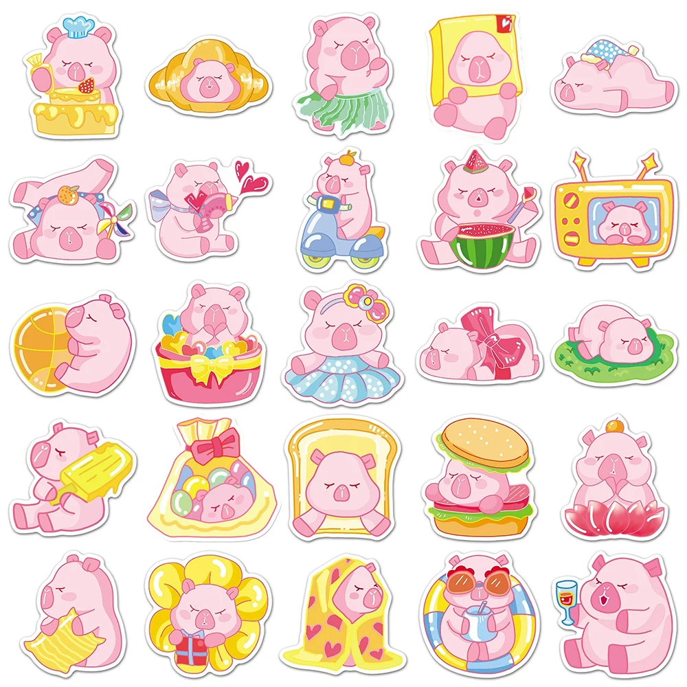 10/30/50pcs rose Animal Capybara autocollants imperméable Graffiti bricolage planche à roulettes téléphone réfrigérateur guitare mignon dessin animé décalcomanies jouets cadeau