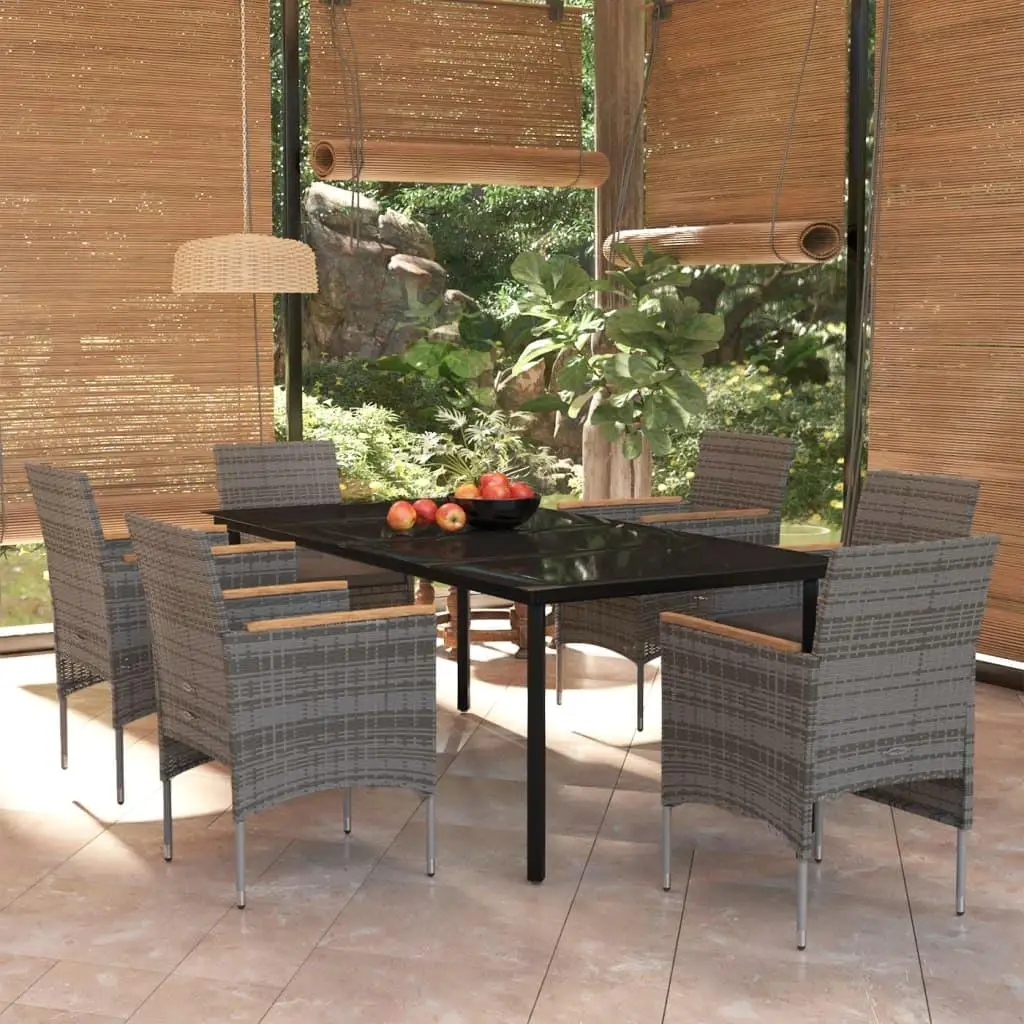 7-Piece Outdoor Dining Set with Cushions - Stylish Gray and Black Patio Furniture