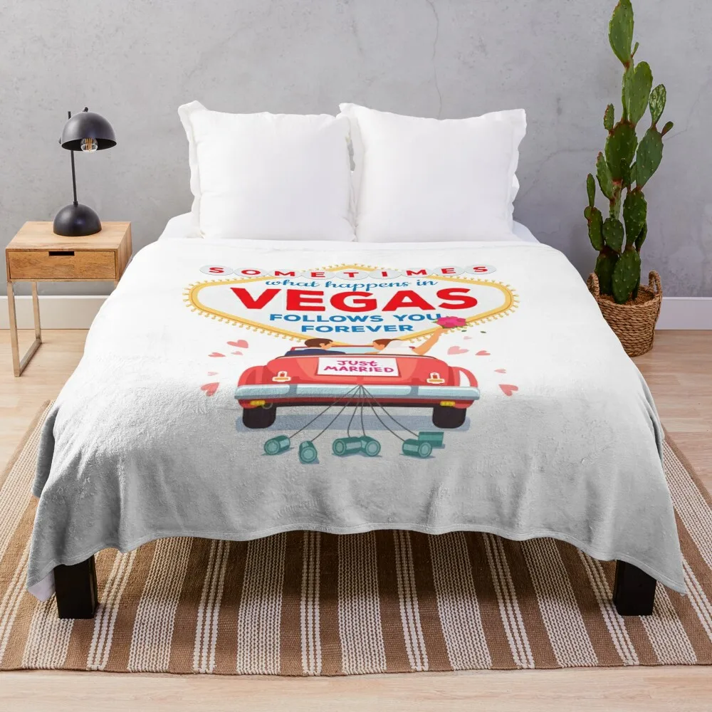 Just Married, What Happens In Las Vegas... Throw Blanket Soft Beds Multi-Purpose Blankets