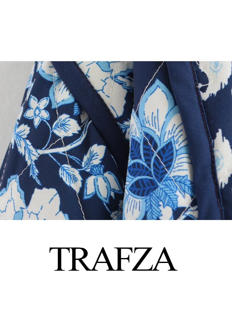 Trafza-女性用プリントのルーズフィットコットンカーディガン,長袖ジャケット,シンプル,用途の広い,カジュアル,冬のファッション,暖かい