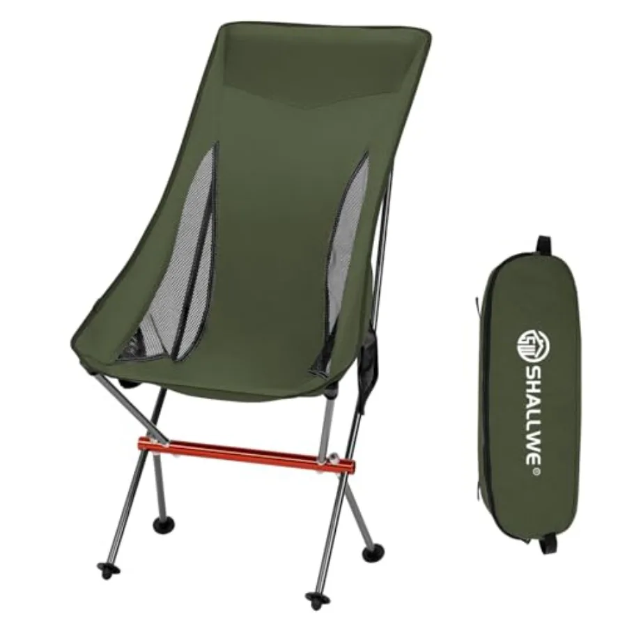 

Camping Chairs, All Aluminum Frame Portable Folding Camp Chair for Adults, Heavy Duty High Back Collapsible with Built-in Pillo