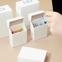 Flip Lid Desktop Storage Box White Mini Idol Photo Card Orangizer Small Stationery Pill Boxes Container Rawer Sorting Organizer