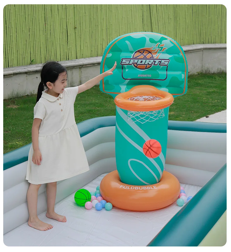 Inflatable Pvc Multifunctional Swimming Pool, Inflatable Basketball Hoop, Indoor, Water, Basketball Hoop