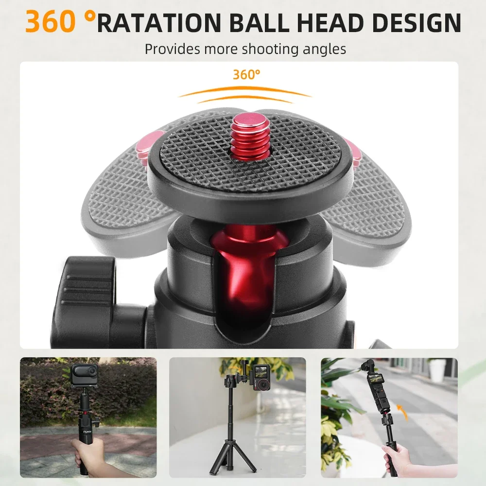 حامل ثلاثي عصا سيلفي لـ DJI Action 5 Pro 4/Osmo 360/Pocket 3/Insta360 Ace Pro 2، ملحقات التصوير الفوتوغرافي للبث المباشر للكاميرا