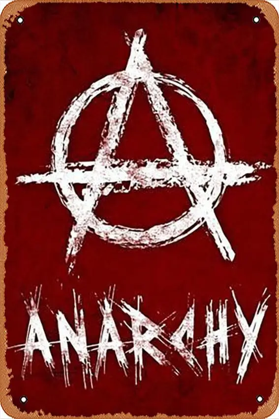 Metal Tin Sign  - Anarchy Symbol Resistance Poster Plaque Cafe, Bar, Home Wall Decor, xujunkun61136-aluminum