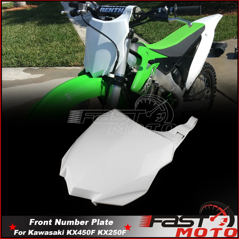 For Kawasaki KXF KLX KX450F KX250F KX Motocross Supermoto Dirt Bike Plastic Front Number Plate Fairing Mask 2013 2014 2015 2016