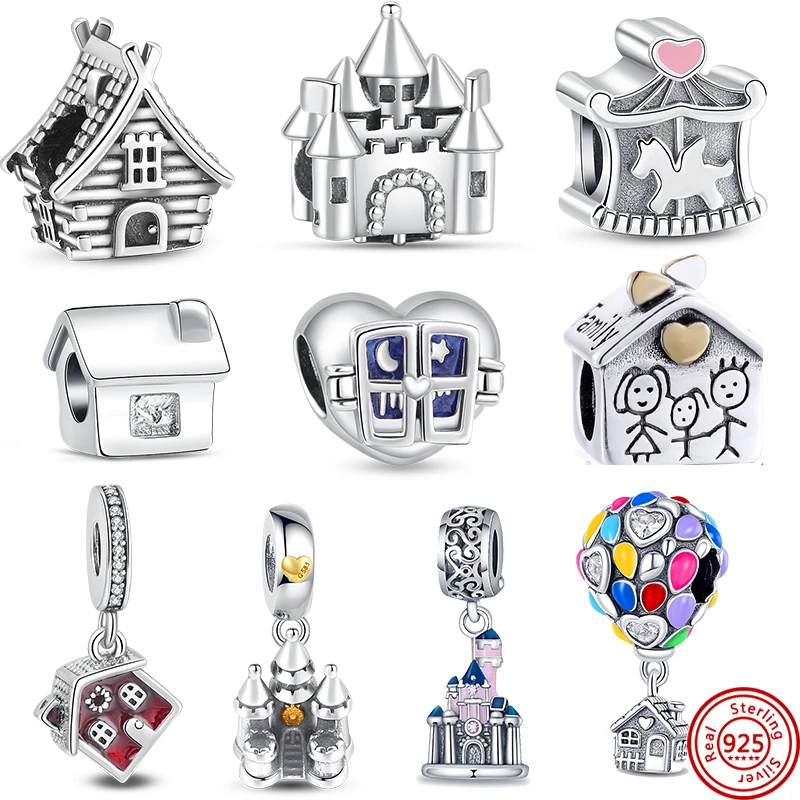 

Fit Original Pandora Bracelet DIY Women Jewelry New House Balloon Castle 925 Sterling Silver Dangle Charms Pendant Women Beads