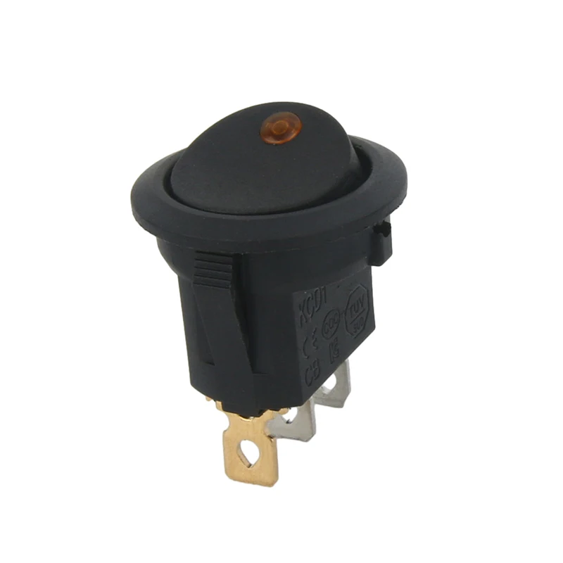 1PCS ON/OFF Round Rocker Switch LED illuminated Car 12V 24V / 6A 250V / 10A 125V 2/3/4PIN Switch 20MM