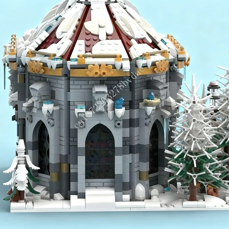 4017 Uds. Catedral de pueblo de invierno MOC vista de calle creativa modelo de bloques de construcción arquitectura DIY juguetes de modelos educativos de ensamblaje