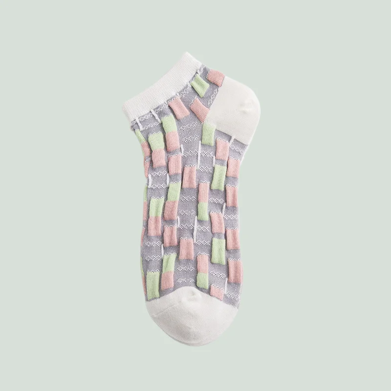 Chaussettes de bateau à carreaux pour femmes, bas bas, bouche peu profonde, chaussettes courtes en coton, printemps et été, 3/6 paires, nouveau, 2024